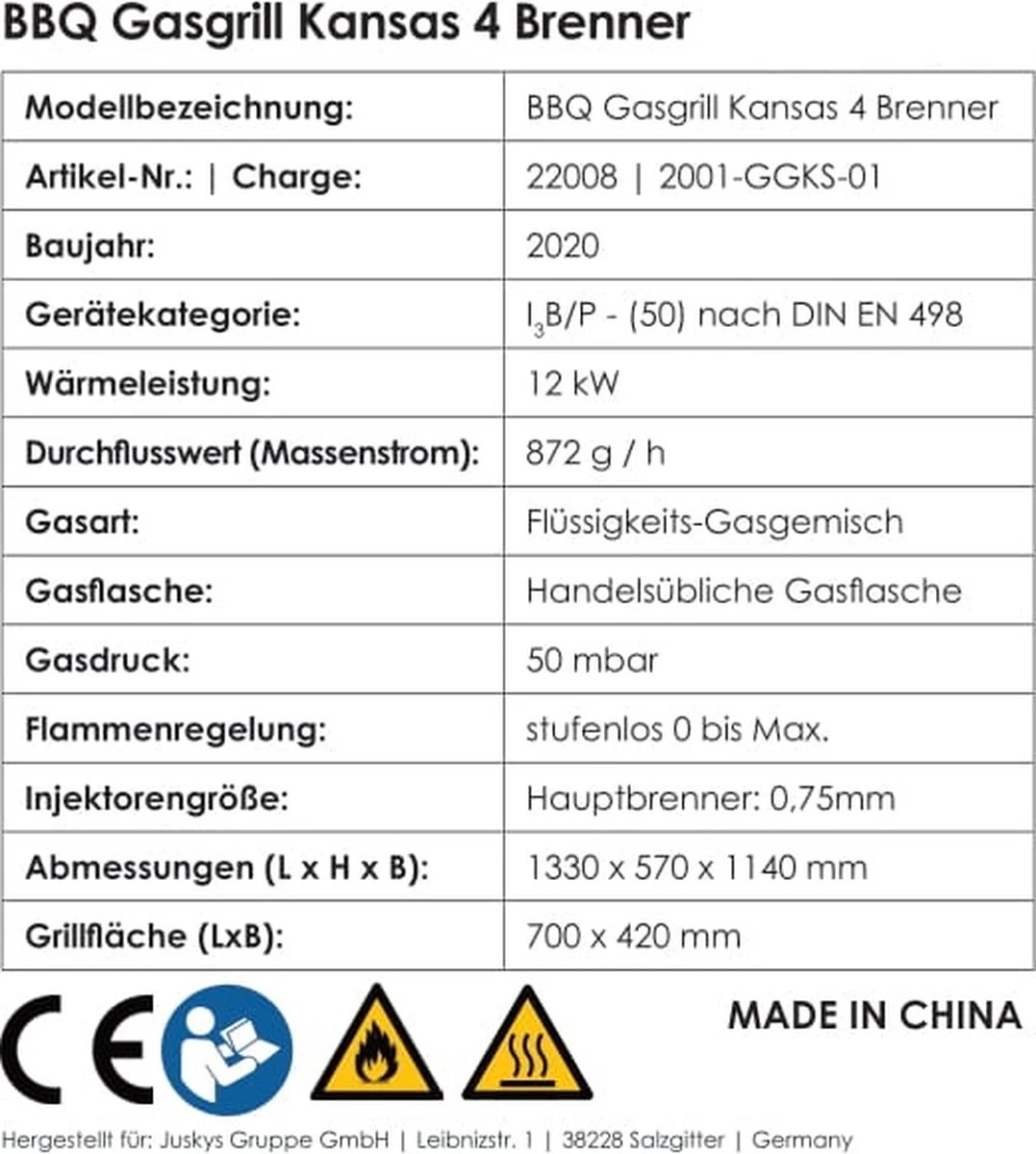 Kansas Gasgrill Barbecue - 4 Pits - RVS 5 Kansas Gasgrill Barbecue - 4 Pits - RVS - Afbeelding 5