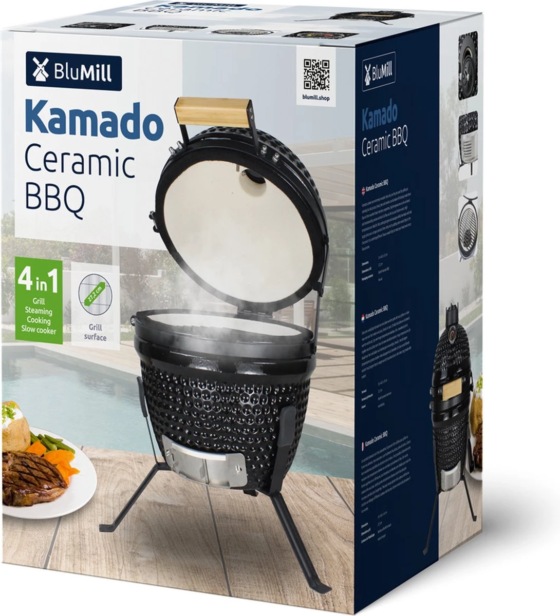 BluMill Kamado BBQ Egg - Kamado 13 Inch - Incl. Vlees Thermometer - Houtskoolbarbecues - Zwart - Ø 27cm 9 BluMill Kamado BBQ Egg - Kamado 13 Inch - Incl. Vlees Thermometer - Houtskoolbarbecues - Zwart - Ø 27cm - Afbeelding 9