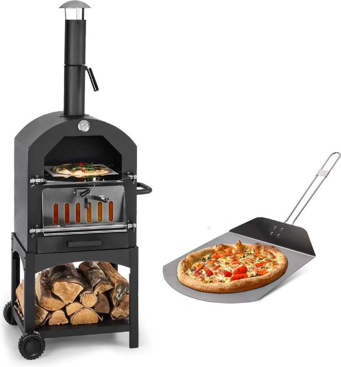 MaxxGarden Pizza Oven - Smoker Barbecue Op Hout, Houtskool Of Pellets - 45 X 65 X 158cm 1 MaxxGarden Pizza Oven - Smoker Barbecue Op Hout, Houtskool Of Pellets - 45 X 65 X 158cm