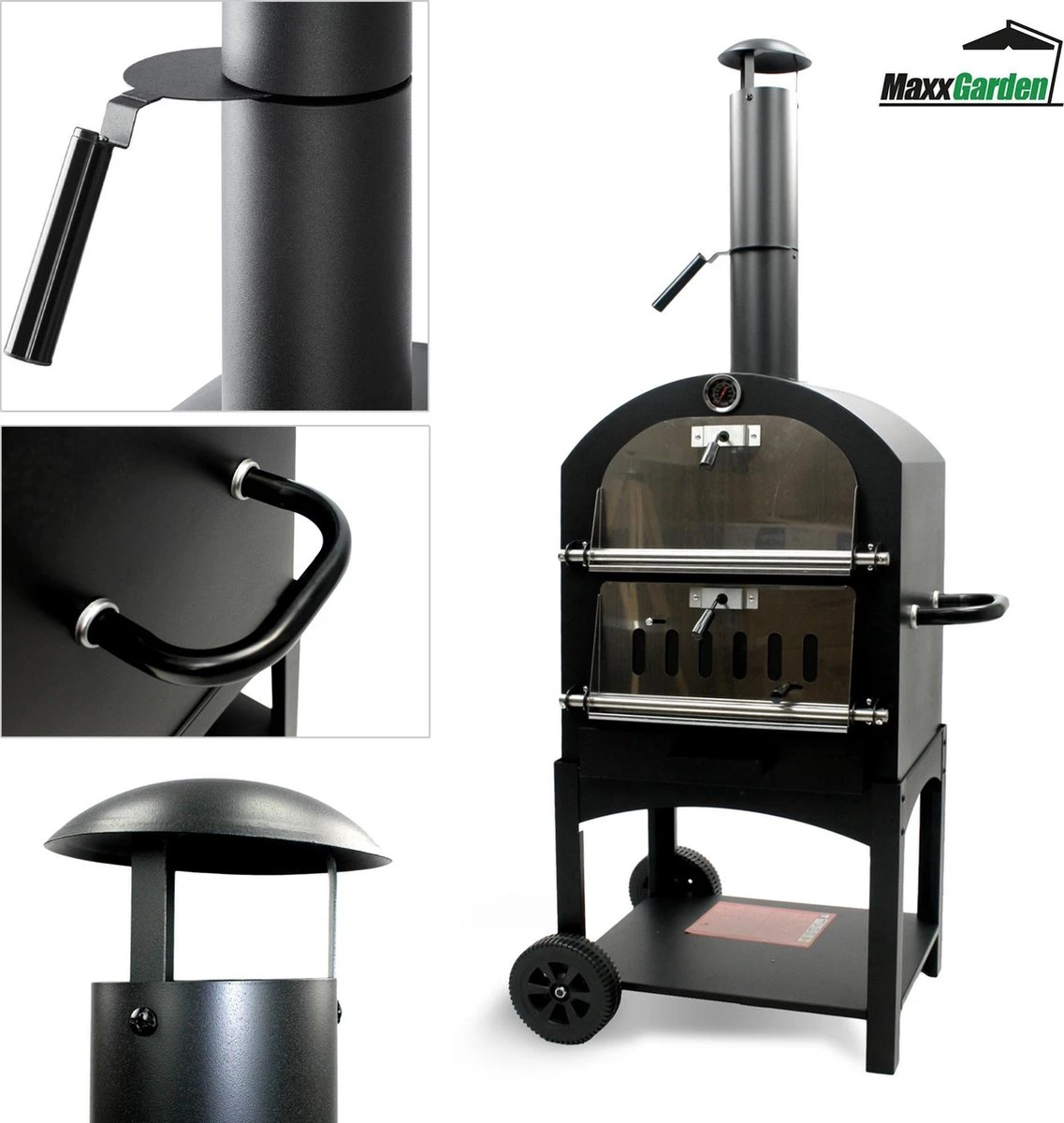 MaxxGarden Pizza Oven - Smoker Barbecue Op Hout, Houtskool Of Pellets - 45 X 65 X 158cm 5 MaxxGarden Pizza Oven - Smoker Barbecue Op Hout, Houtskool Of Pellets - 45 X 65 X 158cm - Afbeelding 5