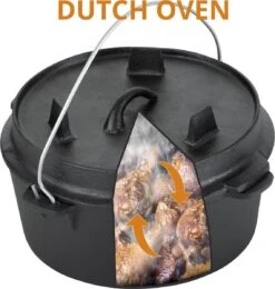 Dutch Mountains Gietijzeren Pannenset 7-delig - Dutch Oven – Braadpan - Grillpan - Hapjespan - Kookset In Houten Transportkist - Deksellifter - Brander -Barbecue Benodigdheden Winkel 1139x1200