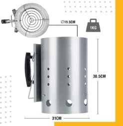 Kolen Starter GROOT - Brikettenstarter Met Veiligheidshandgreep - Snelstarter Voor Barbecue - BBQ Houtskool Starter -Barbecue Benodigdheden Winkel 1165x1200