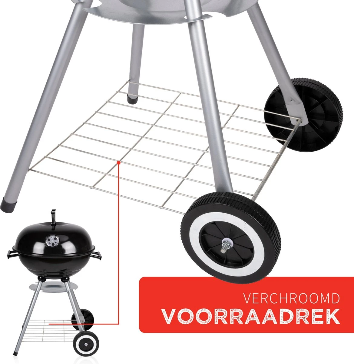 BBQ Collection Houtskoolbarbecue - Kogelbarbecue 45 X 60 Centimeter - Ronde Barbecue - Barbecue Op Wielen - Zwart - Metaal 9 BBQ Collection Houtskoolbarbecue - Kogelbarbecue 45 X 60 Centimeter - Ronde Barbecue - Barbecue Op Wielen - Zwart - Metaal - Afbeelding 9