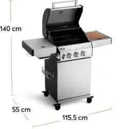 Burnhard Gas BBQ FRED JR. Deluxe - 2 Branders - Incl. Keramische Infraroodbrander & Afdekhoes - Deluxe -Barbecue Benodigdheden Winkel 1170x1200