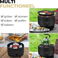 Ozocozy BBQ-ONE Houtskool Tafelbarbecue - Ø30 Cm- Zwart - Incl. Draagtas, Siliconen Bakkwast En RVS-Barbecuetang -Barbecue Benodigdheden Winkel 1193x1200 2