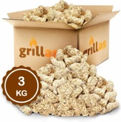 Aanmaakkrullen Voor BBQ Of Kachel | 3kg ECO FSC Gecertificeerd Aanmaakhout Barbecue - Biologisch En Duurzaam Aanmaakwokkels - Houtwol Wokkels - Barbeque Aansteker - Aanmaakblokjes - Accessoires - Ongeveer 240 Krullen -Barbecue Benodigdheden Winkel 1195x1200 1