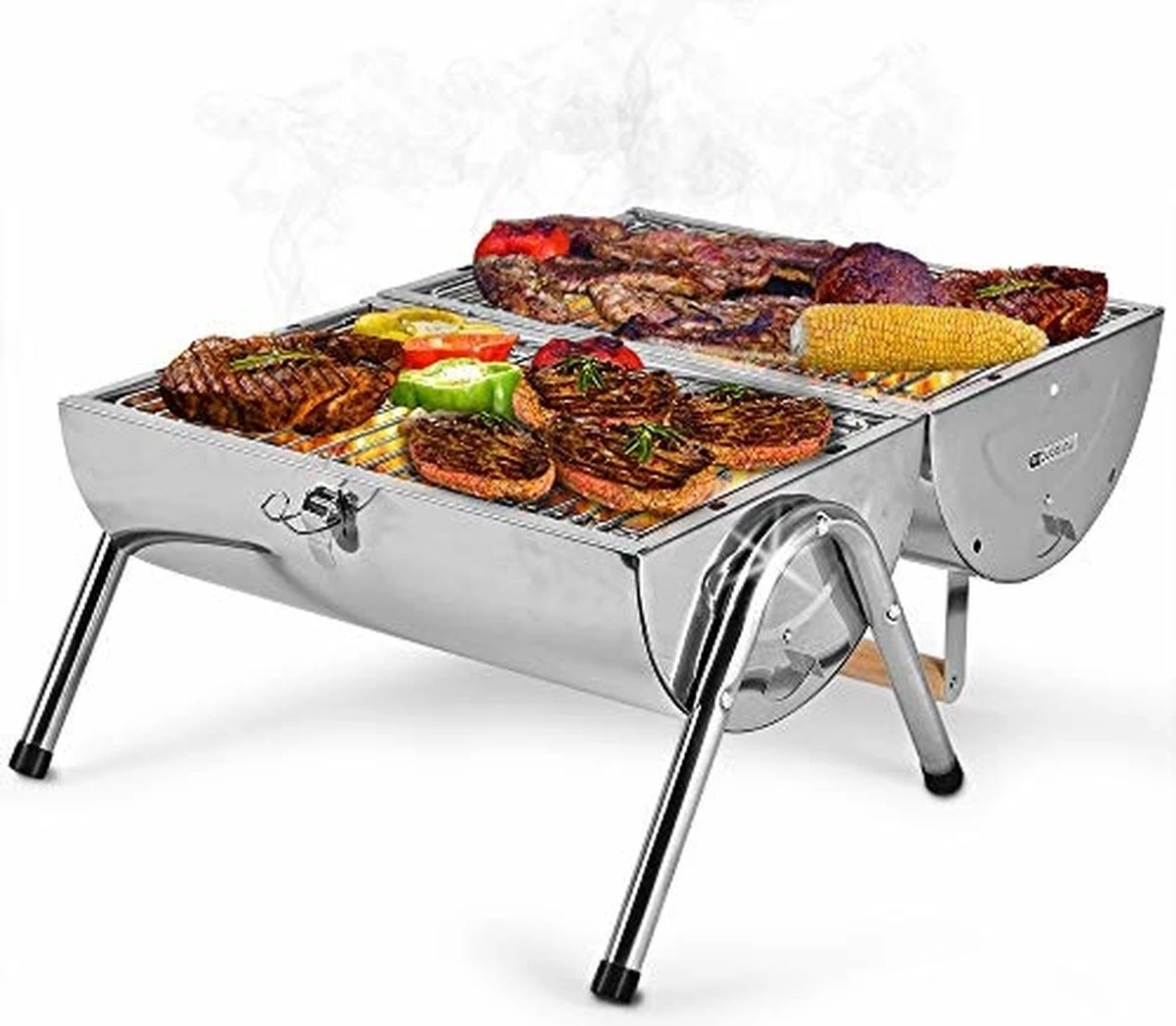 BBQ Collection Houtskoolbarbecue - Cilinder - Chroom 7 BBQ Collection Houtskoolbarbecue - Cilinder - Chroom - Afbeelding 7