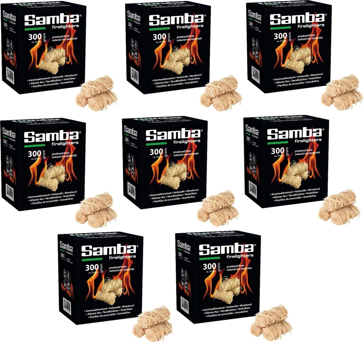 Samba Aanmaakhoutwol, Aanmaakkrullen, Wokkels á 192 Stuks - Omdoos 1 Samba Aanmaakhoutwol, Aanmaakkrullen, Wokkels á 192 Stuks - Omdoos