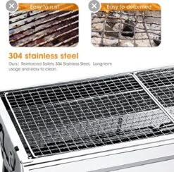 Uten - Houtskoolbarbecue - Opvouwbare Barbecue - Houtskoolbarbecues - Draagbare Camping Barbecue - 430 Roestvrij Staal Grill BBQ - 5-10 Persoon Tuin Buitenfeest - Zilver -Barbecue Benodigdheden Winkel 1200x1184 1