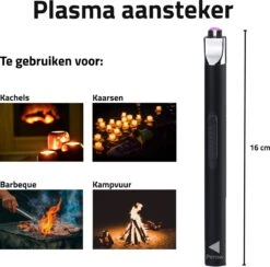 Oplaadbare Lange Elektrische Aansteker - Duurzame Plasma Aansteker - Inclusief Cadeauverpakking - BBQ - Kaarsen - Zwart -Barbecue Benodigdheden Winkel 1200x1187 8