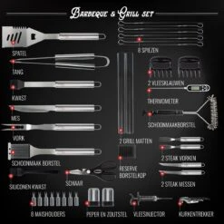 Mountain Jack® 40-Delige Luxe BBQ Grill Accessoires Set In Roestvrij Staal – Barbecue Gereedschap – Tangenset, Vlees Thermometer, Vleestang, Borstel, Spiezen, Vleesmes, Vleesvork 15 Mountain Jack® 40-Delige Luxe BBQ Grill Accessoires Set In Roestvrij Staal – Barbecue Gereedschap – Tangenset, Vlees Thermometer, Vleestang, Borstel, Spiezen, Vleesmes, Vleesvork -Barbecue Benodigdheden Winkel 1200x1199 5