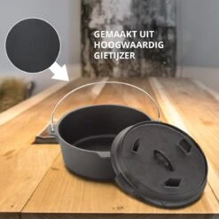 Dutch Mountains Gietijzeren Pannenset 7-delig - Dutch Oven – Braadpan - Grillpan - Hapjespan - Kookset In Houten Transportkist - Deksellifter - Brander -Barbecue Benodigdheden Winkel 1200x1200 207