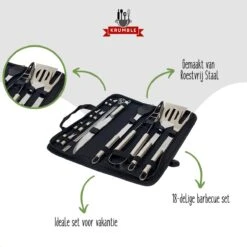 Krumble 18-delige Barbecue Set / Roestvrijstalen BBQ Set Van 18 / Inclusief Handige Opbergtas - RVS -Barbecue Benodigdheden Winkel 1200x1200 25