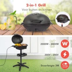 KitchenBrothers Elektrische BBQ - Met Grillplaat - Anti-aanbaklaag - Incl. Plank/Houders - Grilloppervlak 46,5x33,8cm - Tot 300°C - 2400W - Zwart 15 KitchenBrothers Elektrische BBQ - Met Grillplaat - Anti-aanbaklaag - Incl. Plank/Houders - Grilloppervlak 46,5x33,8cm - Tot 300°C - 2400W - Zwart -Barbecue Benodigdheden Winkel 1200x1200 336