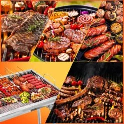 Uten - Houtskoolbarbecue - Opvouwbare Barbecue - Houtskoolbarbecues - Draagbare Camping Barbecue - 430 Roestvrij Staal Grill BBQ - 5-10 Persoon Tuin Buitenfeest - Zilver -Barbecue Benodigdheden Winkel 1200x1200 357