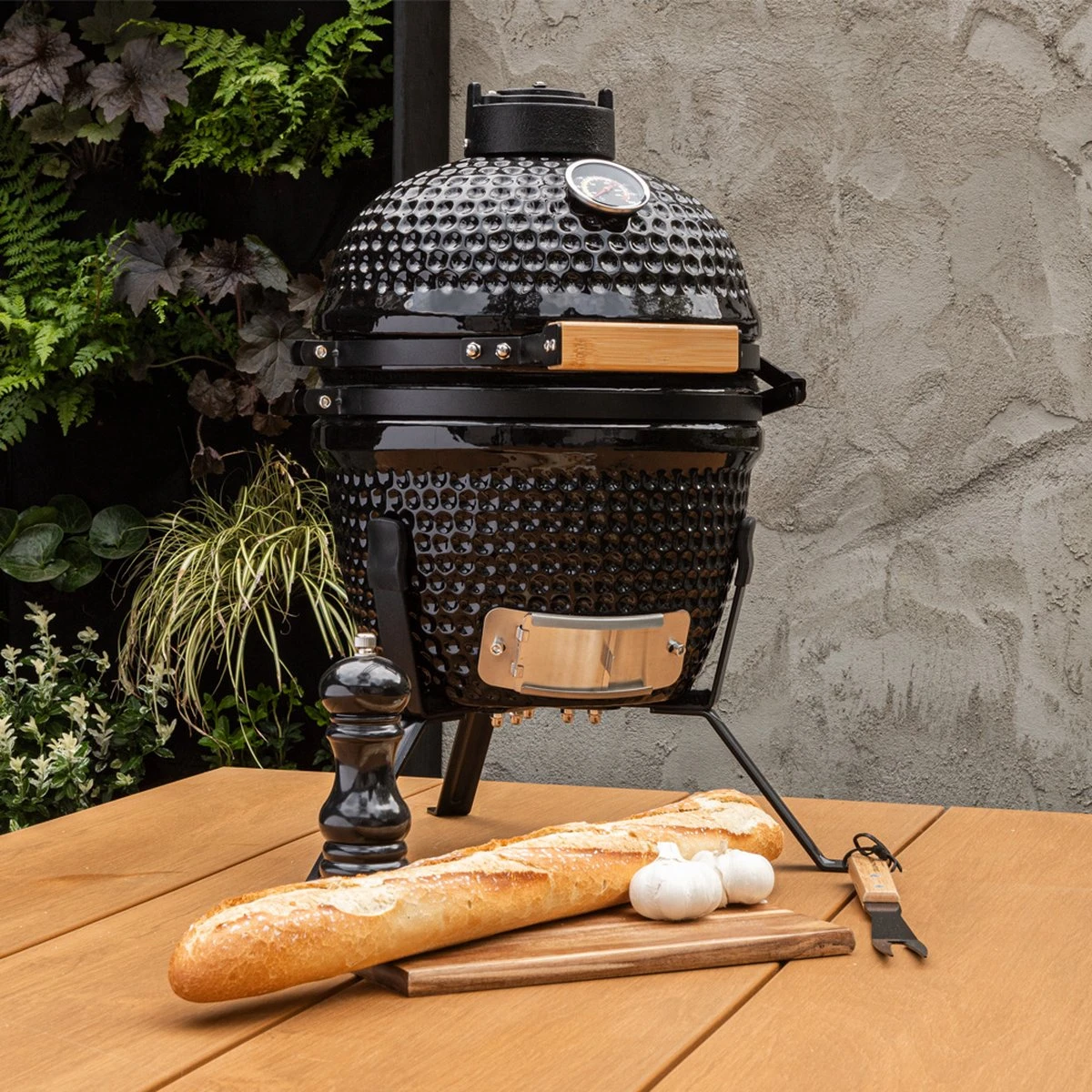 BluMill Kamado BBQ Egg - Kamado 13 Inch - Incl. Vlees Thermometer - Houtskoolbarbecues - Zwart - Ø 27cm 13 BluMill Kamado BBQ Egg - Kamado 13 Inch - Incl. Vlees Thermometer - Houtskoolbarbecues - Zwart - Ø 27cm - Afbeelding 13