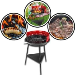 Houtskoolbarbecue Ø33 Cm | Verstelbare Grill BBQ | Halfopen | Zwart / Rood -Barbecue Benodigdheden Winkel 1200x1200 409