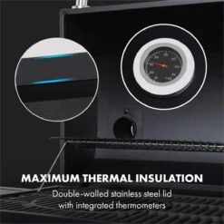 Klarstein Kingsville Double Barbecue - Houtskool- En Gasbarbecue - Smoker BBQ - Inclusief Deksels En Thermometer - Met 2 Roosters - Zwart -Barbecue Benodigdheden Winkel 1200x1200 468