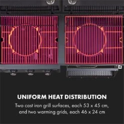Klarstein Kingsville Double Barbecue - Houtskool- En Gasbarbecue - Smoker BBQ - Inclusief Deksels En Thermometer - Met 2 Roosters - Zwart -Barbecue Benodigdheden Winkel 1200x1200 469