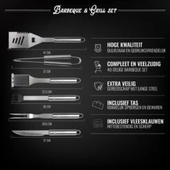 Mountain Jack® 40-Delige Luxe BBQ Grill Accessoires Set In Roestvrij Staal – Barbecue Gereedschap – Tangenset, Vlees Thermometer, Vleestang, Borstel, Spiezen, Vleesmes, Vleesvork 13 Mountain Jack® 40-Delige Luxe BBQ Grill Accessoires Set In Roestvrij Staal – Barbecue Gereedschap – Tangenset, Vlees Thermometer, Vleestang, Borstel, Spiezen, Vleesmes, Vleesvork -Barbecue Benodigdheden Winkel 1200x1200 645
