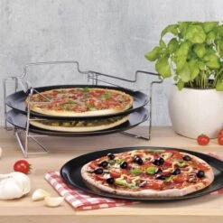 Merkloos Pizzaplaat Bakset Met 3 Bakplaten 16 X 31 Cm- Pizza Rek 3-delig - Pizzabakset Met Standaard/rek -Barbecue Benodigdheden Winkel 1200x1200 90