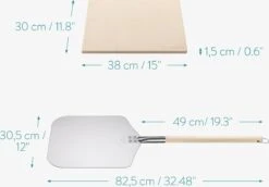 Navaris Pizzasteen XL Voor Oven En Barbecue - Rechthoekige Pizzaplaat 38 X 30 Cm - Inclusief Pizzaschep Met Extra Lang Handvat En Receptenboek -Barbecue Benodigdheden Winkel 1200x834
