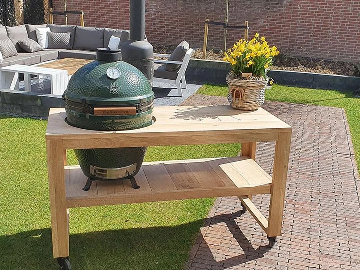 BBQ Tafel - Geschikt Voor Big Green Large/Bastard Large/Bastard Large Urban/Yakiniku 19 Inch/Monolith Large - Eikenhout - 87 Cm 2 BBQ Tafel - Geschikt Voor Big Green Large/Bastard Large/Bastard Large Urban/Yakiniku 19 Inch/Monolith Large - Eikenhout - 87 Cm - Afbeelding 2