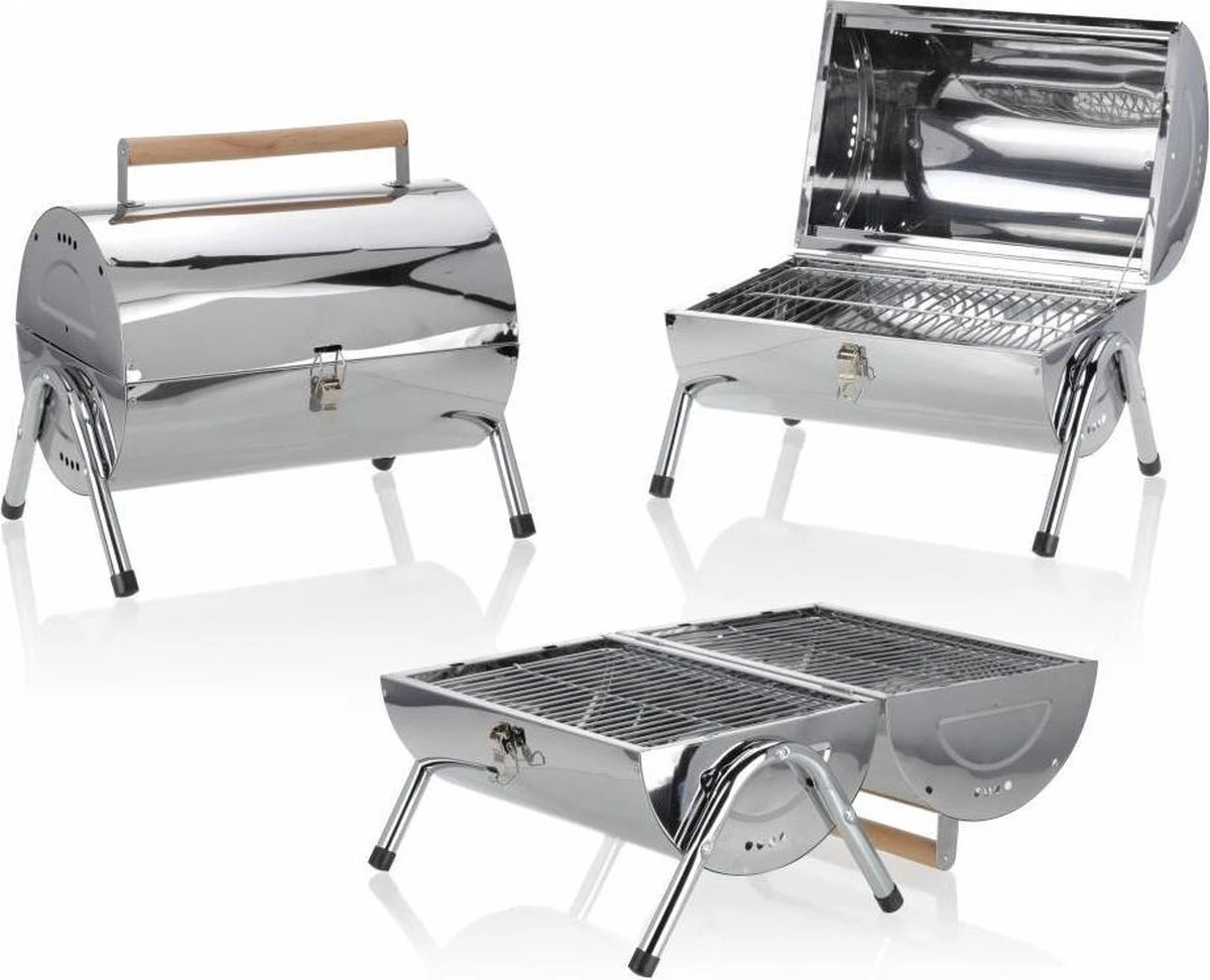 BBQ Collection Houtskoolbarbecue - Cilinder - Chroom 9 BBQ Collection Houtskoolbarbecue - Cilinder - Chroom - Afbeelding 9