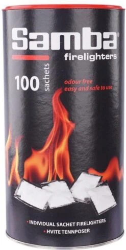Samba Aanmaakzakjes Openhaard - 100 Stuks In Koker 6 Samba Aanmaakzakjes Openhaard - 100 Stuks In Koker -Barbecue Benodigdheden Winkel 606x1200